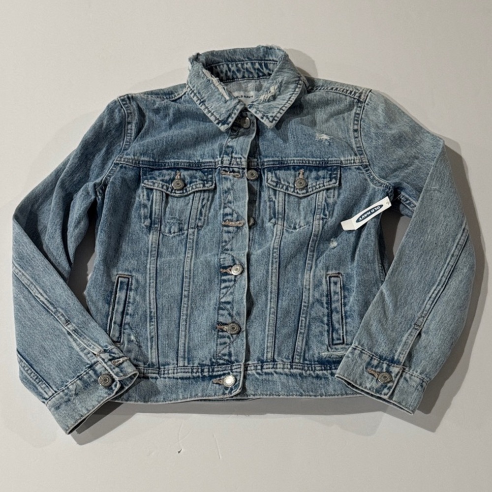 Old Navy Light Blue Distressed Denim Jacket NWT S
